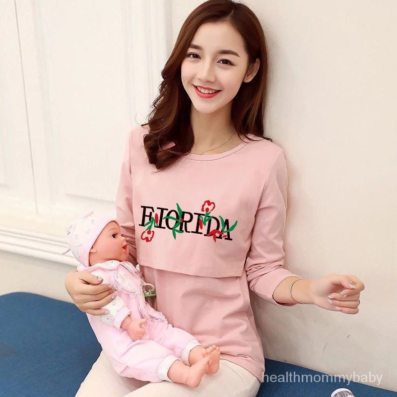 Trang Phục Cho Con Bú Đi Chơi Thời Trang Dài Tay TÁo Sơ Mi Áo Sơ Mi  Sau Sinh Kích Thước Lớn Trang Phục Bà Bầu