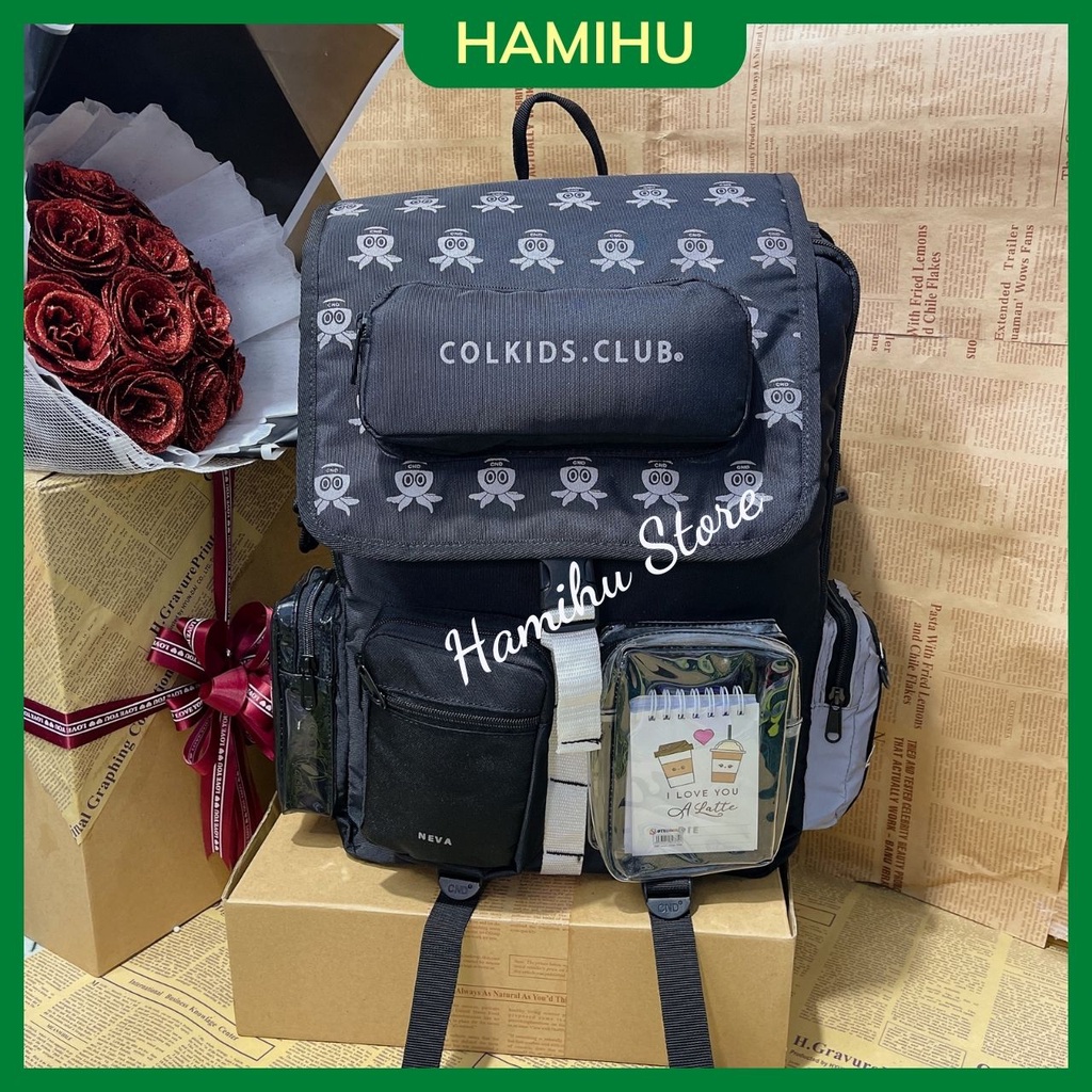 Balo đi học, balo thời trang Hamihu HM6, balo đựng laptop có chữ Colkids Club phong cách Hàn Quốc