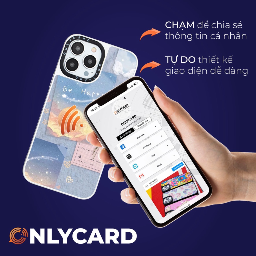 Ốp lưng thông minh ONLYCARD_Be Happy_013/Dành cho các dòng IPhone 7/7plus/8/8plus/x/xr/xs/11/12/13/14/pro/promax