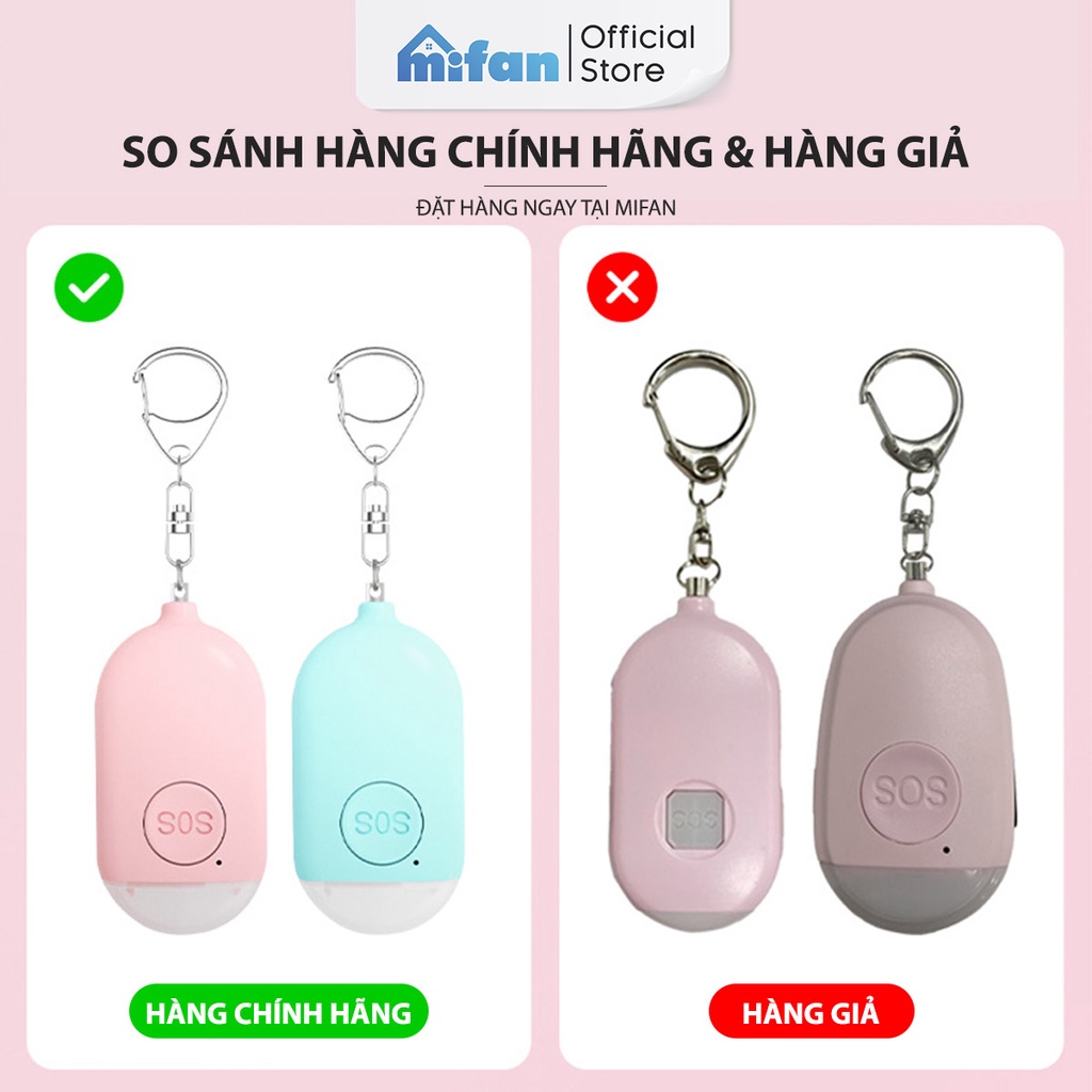 Thiết bị báo động cầm tay tích hợp đèn pin Mifan - Còi hú âm thanh lớn 130dB - Pin sạc USB - Bảo vệ an toàn cá nhân