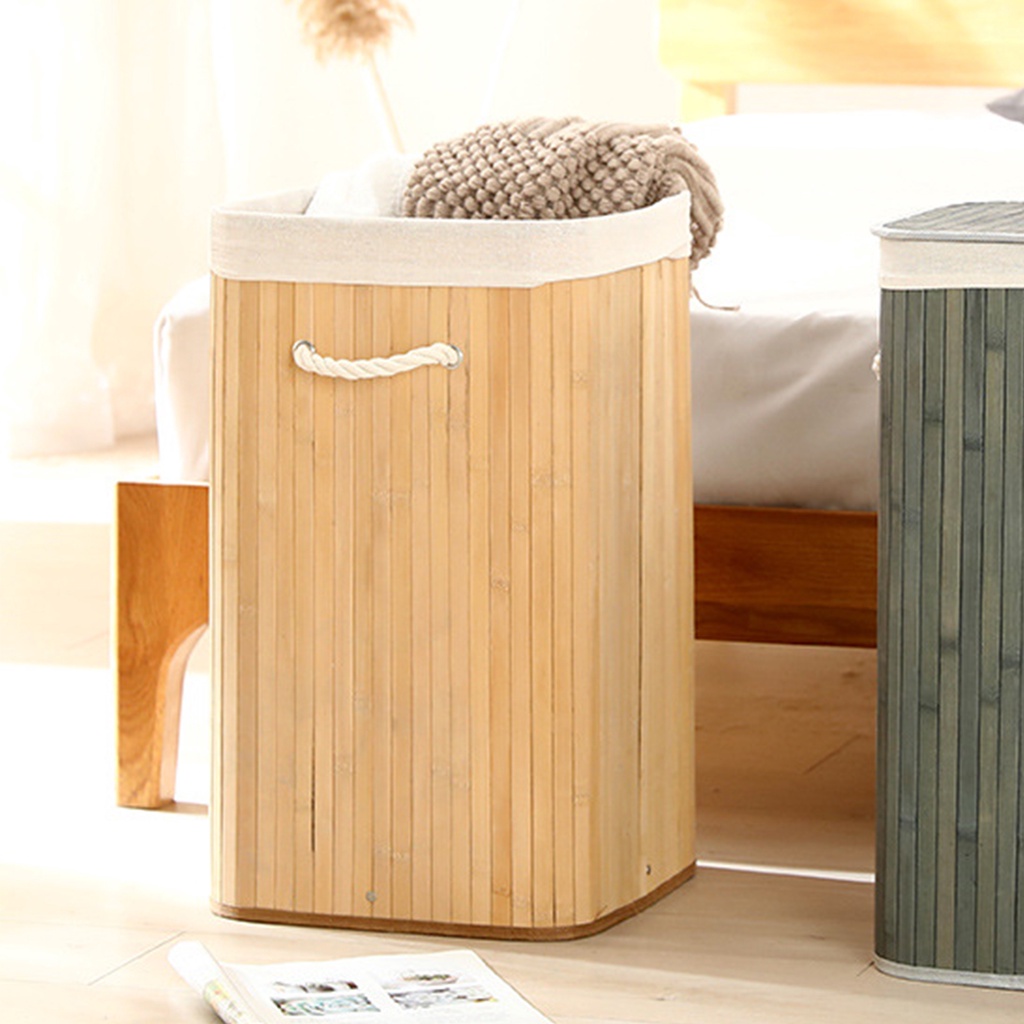 Giỏ đựng đồ giặt có thể gập lại hàng tạp hóa bằng tre Dung tích lớn Xô quần áo bẩn cho gia đình