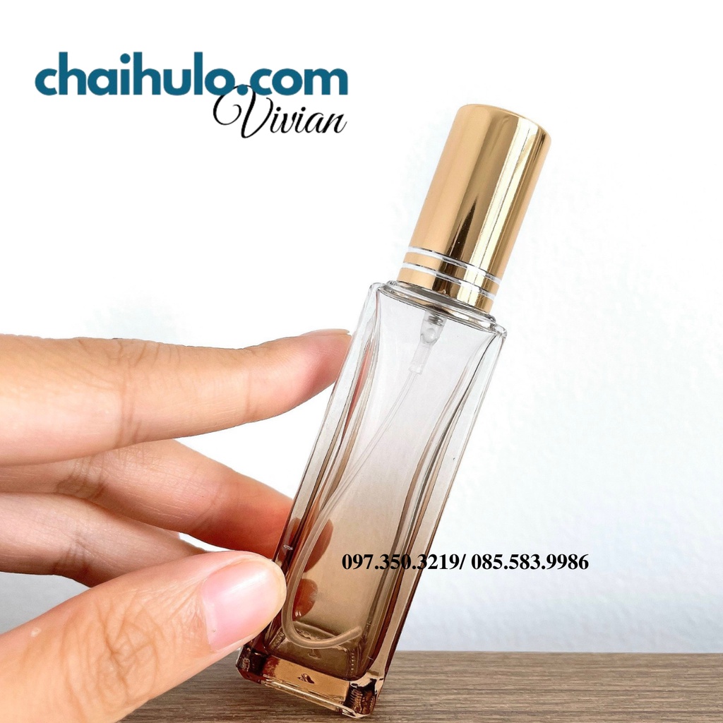 20ML- Chai Chiết Nước Hoa, Chai Xịt Phun Sương, Trụ Vuông, Thân Thủy Tinh Đen Loang, Vàng Loang Dày Đẹp. Chưa Có Đánh Gi