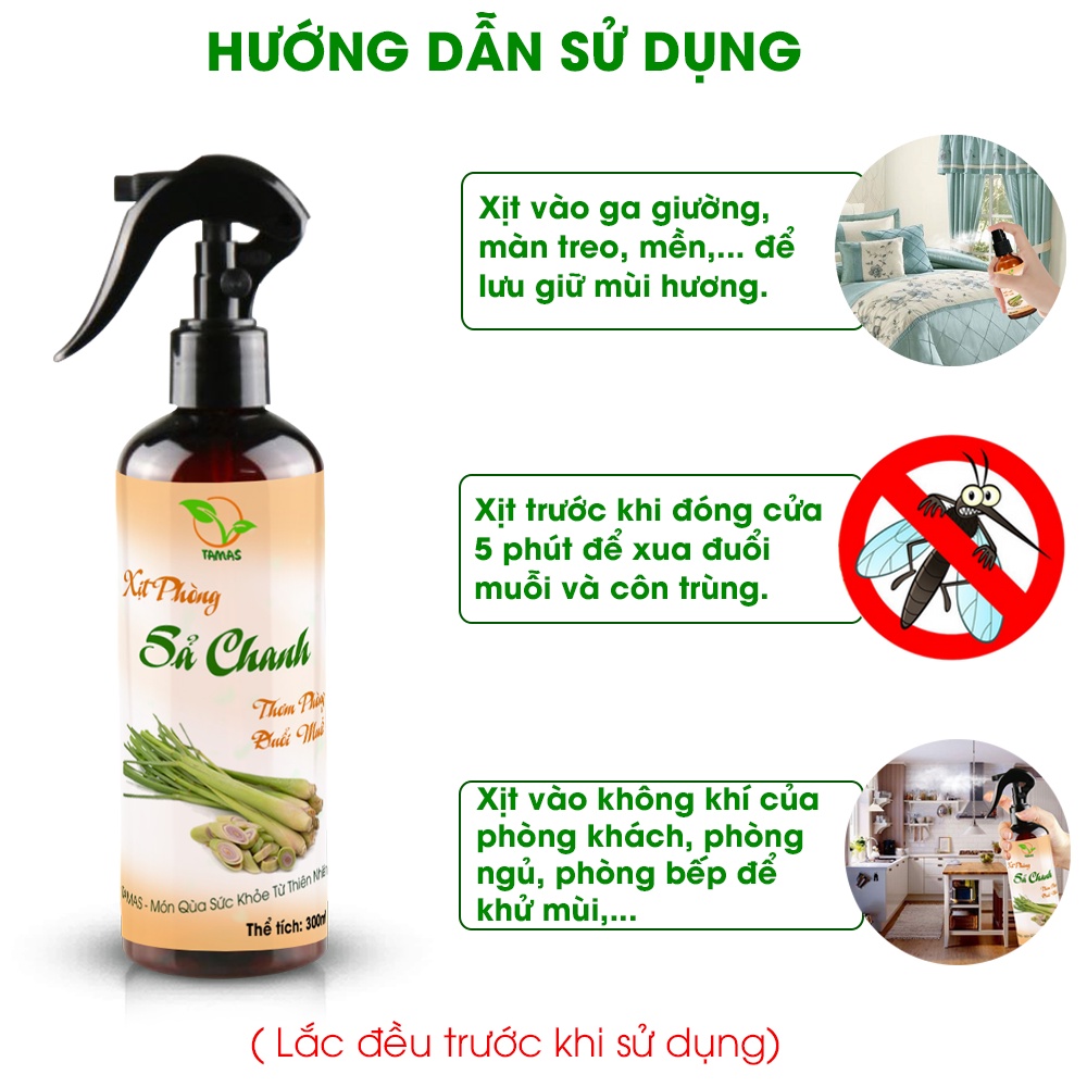 Xịt Thơm Phòng Tinh Dầu Sả Chanh TAMAS Chai 100/300ml