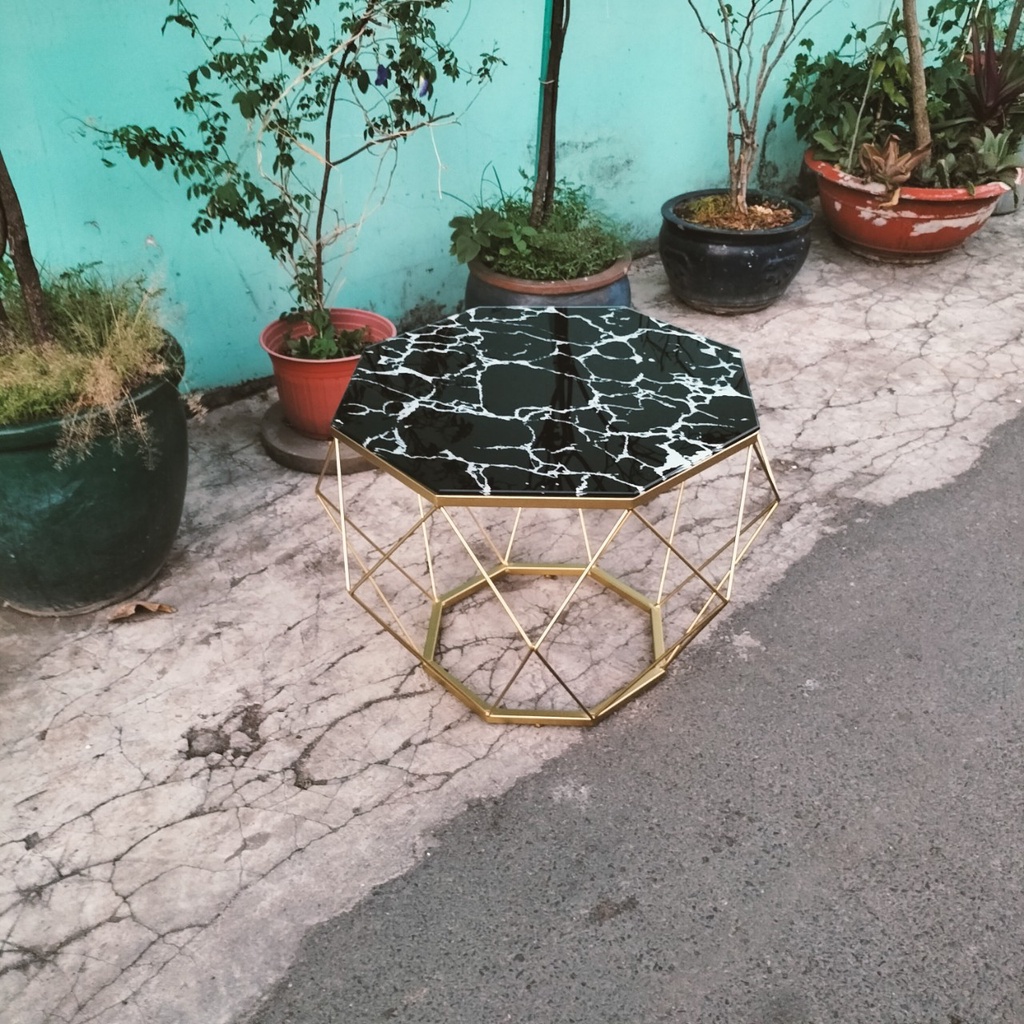 Bàn sofa cao 45cm  - Bàn kim cương kính cường lực sơn tĩnh điện