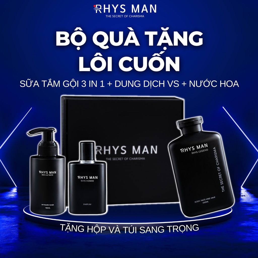 Bộ quà tặng nam SỮA TẮM GỘI nam Legend 3 in 1 & DUNG DỊCH VỆ SINH nam Ultimate & NƯỚC HOA Homme RHYS MAN