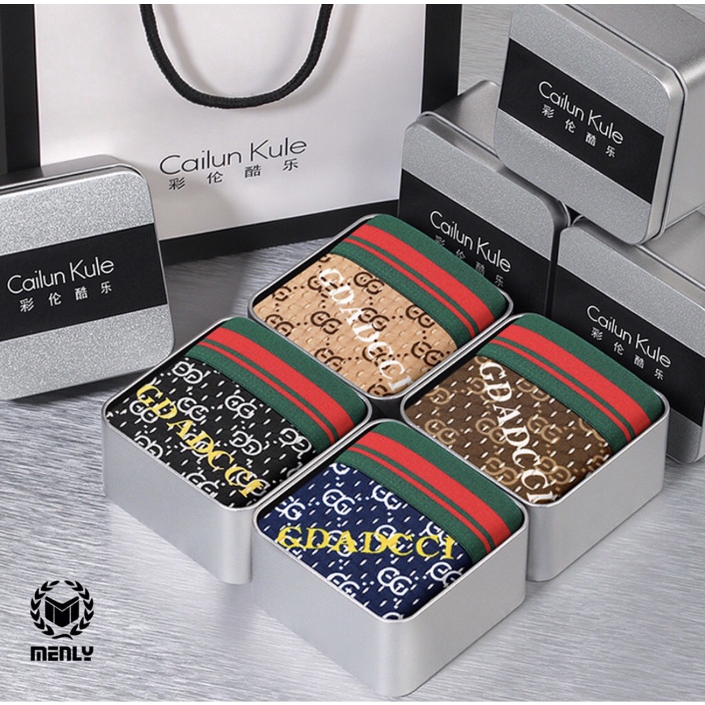 combo 4 chiếc quần sịp nam thông hơi GUCI chất thun lạnh mát lịm full hộp hàng cao cấp làm quà tặng cho nam MÃ 201