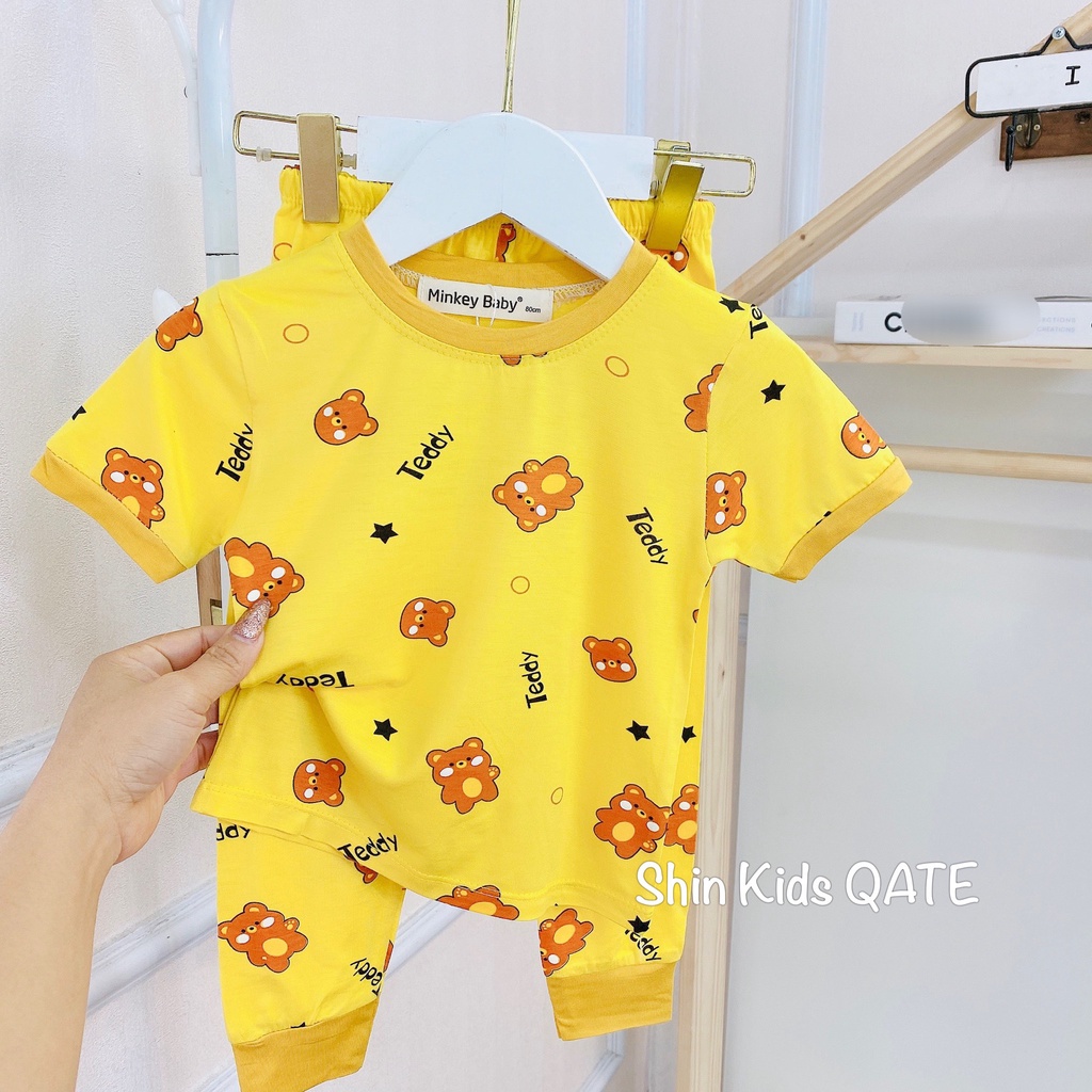 Full Size  Bộ Áo Ngắn Quần Dài Thun Lạnh Minkey BaBy In Hình Đôremon Siêu Xinh Dành Cho Bé.