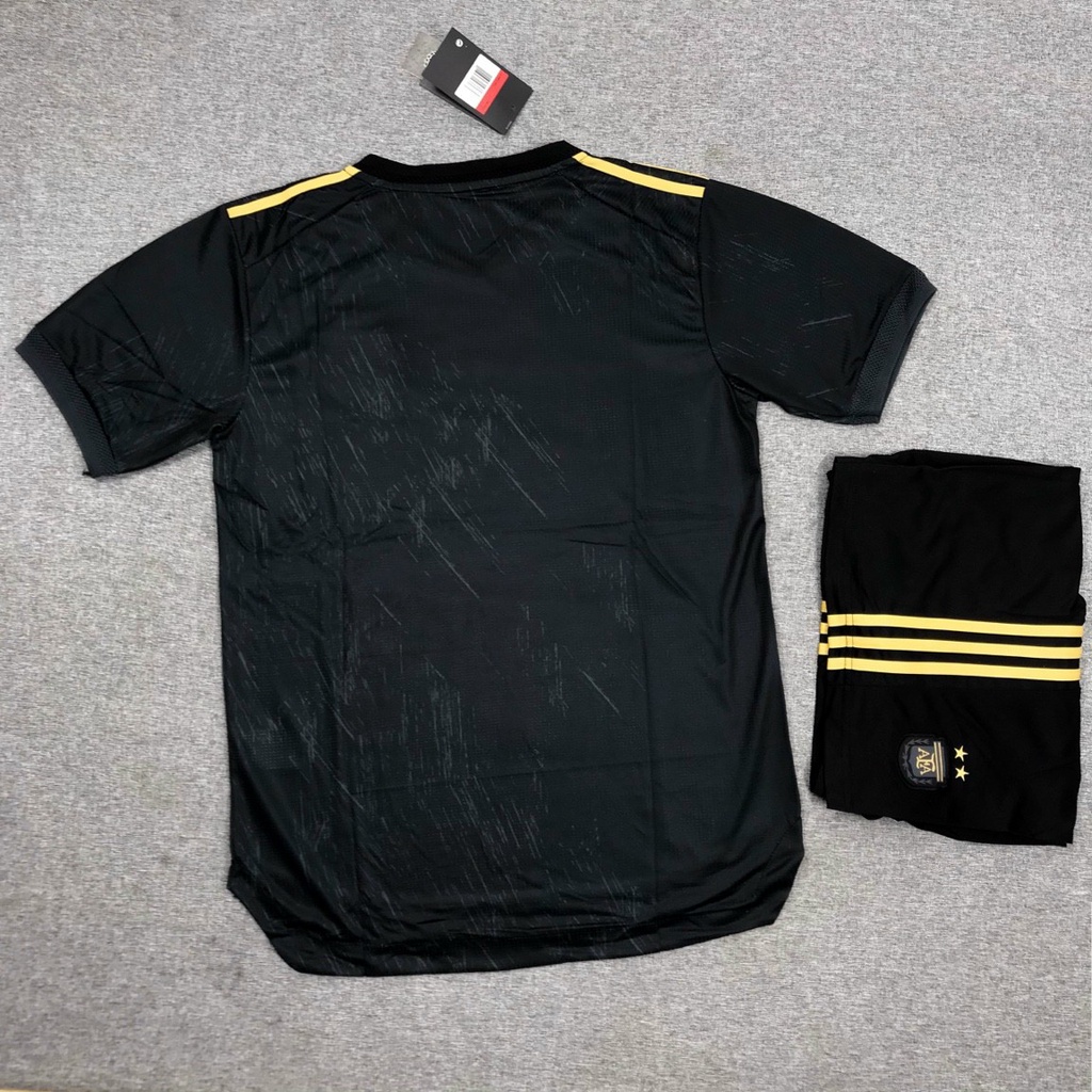 Bộ quần áo đá banh đội tuyển bóng đá argentina màu đen black mới 2023 phiên bản kỷ niệm America's Cup logo thêu