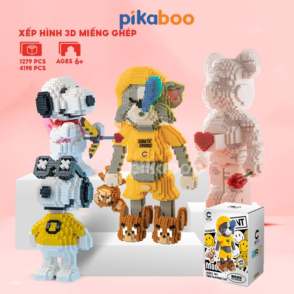 Đồ chơi lắp ráp xếp hình 3D cỡ lớn cao cấp Pikaboo mẫu mã đa dạng chất liệu nhựa an toàn