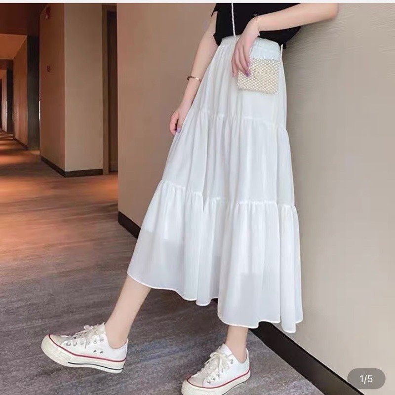 Chân váy xoè ba tầng dáng xoè phong cách vintage, Váy đầm dài qua gối 3 tầng dễ thương celyn.clothes