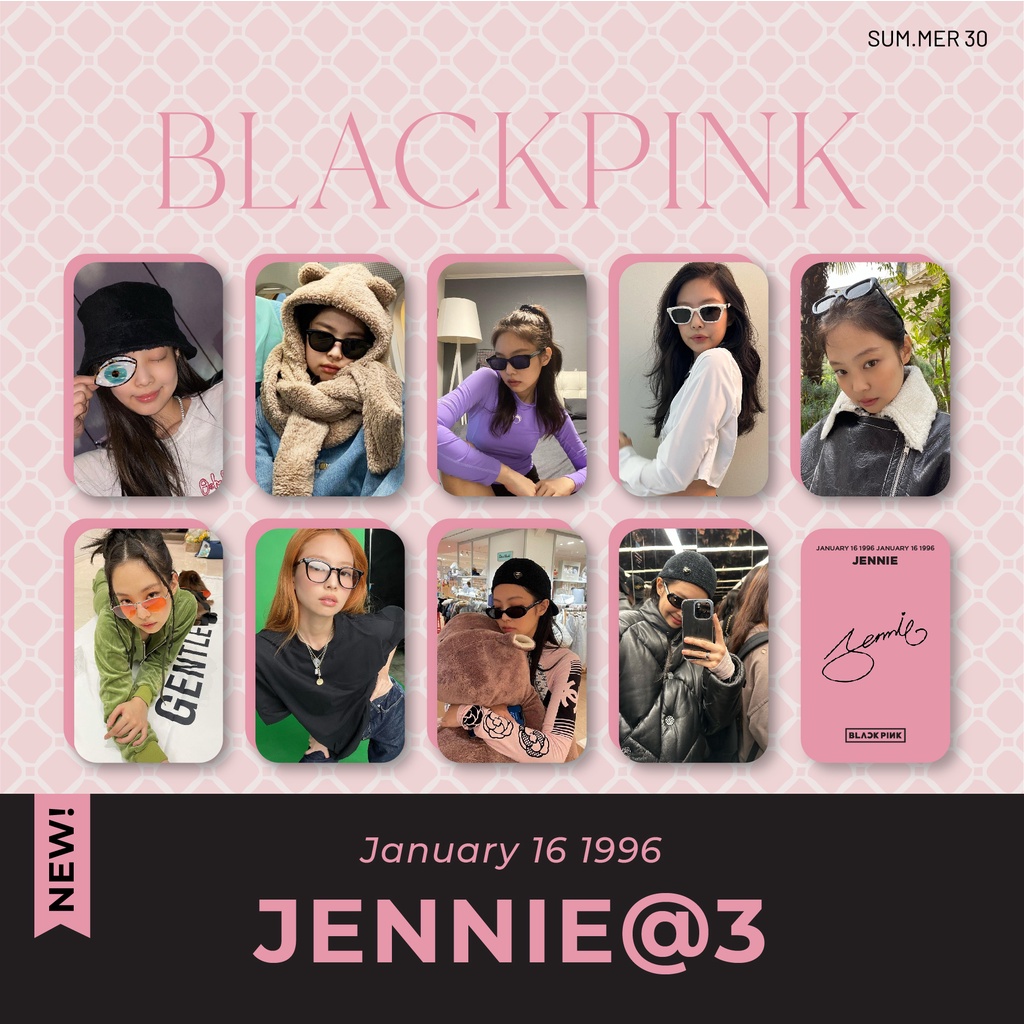 Sum.mer30 -  Set 9 card bo góc Jennie Blackpink có chữ kí unoff