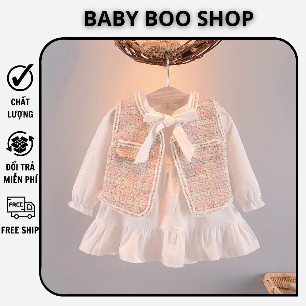 Váy bé gái 2 chi tiết (váy +áo khoác dạ), váy cho bé gái chất liệu cao cấp, cực xinh xắn BABY BOO SHOP