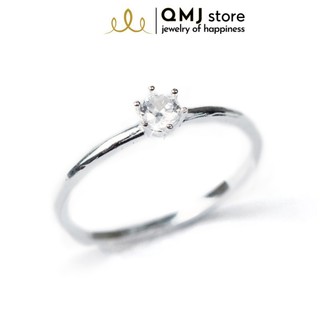 Qmj nhẫn bạc 6 chấu bạc 925 cao cấp, đính đá sáng lấp lánh - q487