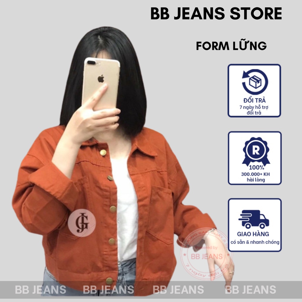 Áo khoác nữ chất kaki form lững croptop 48cm sành điệu size 39-58kg cao dưới 1.60m BB Jeans