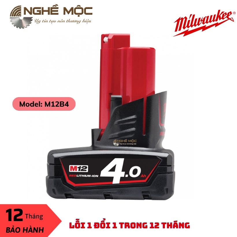 Pin 4.0Ah 12v MILWAUKEE chính hãng M12B4