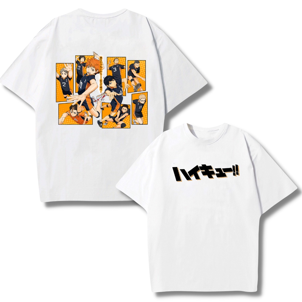 Áo thun phông logo tay nam nữ Vua bóng chuyền Haikyuu tay lỡ form rộng 2 mặt Unisex