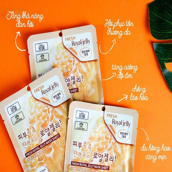 Mặt nạ chiết xuất sữa ong chúa 3W Clinic Fresh Royal Jelly Mask Sheet 23ml