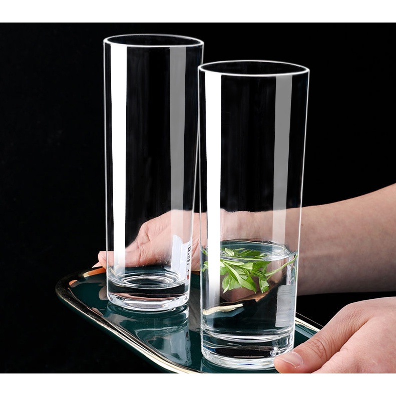 Lọ hoa thuỷ tinh cao cấp hình trụ tròn nhiều kích thước 20/25/30 cm, bình hoa decor Qhouse trang trí phòng khách