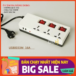 Ổ cắm kéo dài kèm ổ cắm usb sạc điện dobo - dây 3m