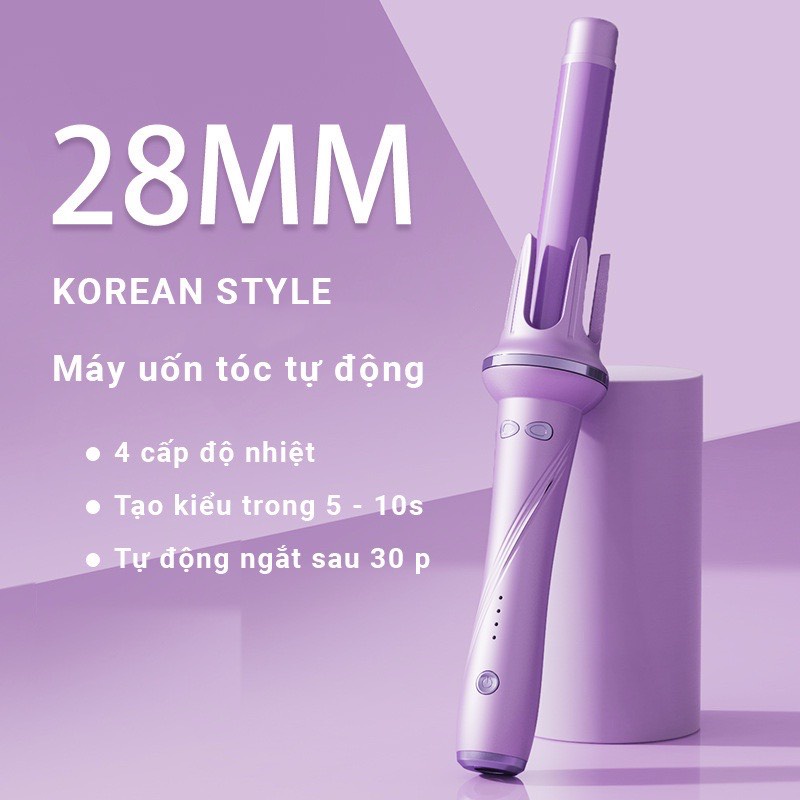 Máy uốn tóc tự động - Máy uốn tóc xoăn tự động chất liệu gốm sứ đường kính uốn 28mm