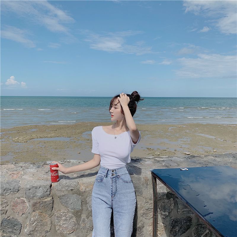 Jiashucheng Áo Trễ Vai Mùa Hè Có Dây Buộc Sau Lưng