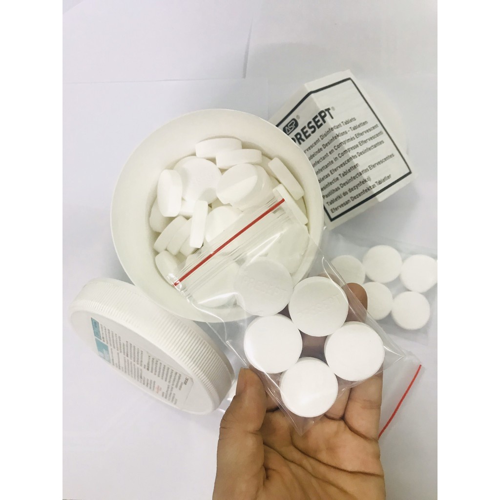 Viên nén khử khuẩn preset 2.5g, germisep 5.0g cho bề mặt, dụng cụ