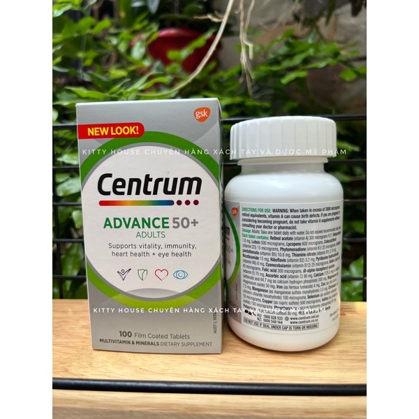 CENTRUM ADVANCE 50+ FOR ADULTS LỌ 100 VIÊN CHÍNH HÃNG
