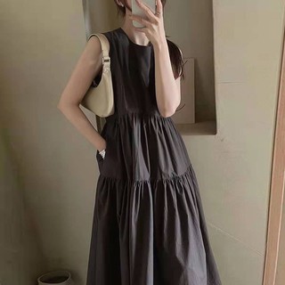(ORDER) Váy ba lỗ thon eo dập viền nhăn xòe rộng dài nhẹ nhàng sang trọng Hàn Quốc