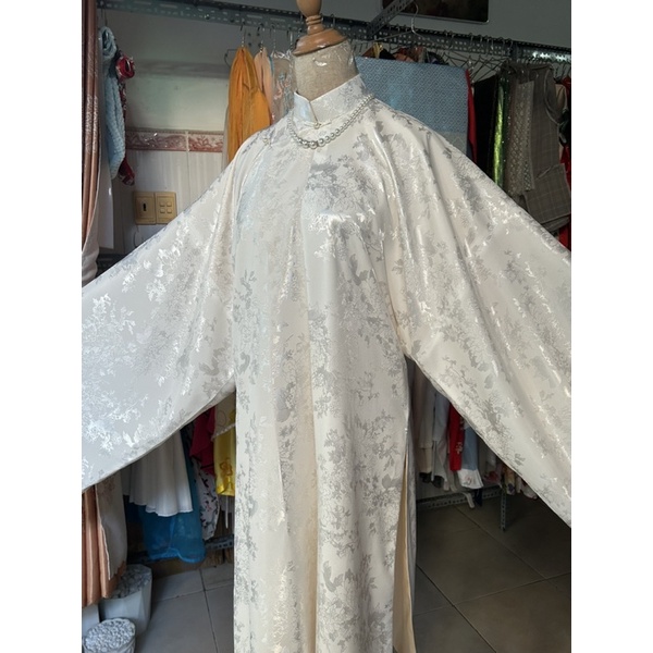 Áo tấc tơ tằm trắng kem