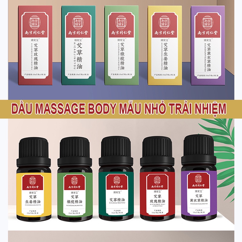 Dầu Massage Body Nam Kinh tinh dầu thảo mộc gừng , hạt nho ngũ vị tử massage oil mát xa thư giãn, thải độc, ngủ ngon