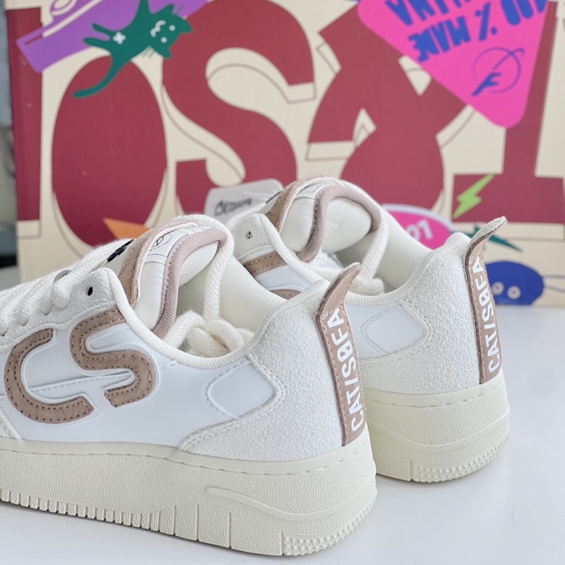 Giày Sneaker Cat & Sofa Big Logo CS Beige  Màu Trắng Be | PiuPiu Authentic