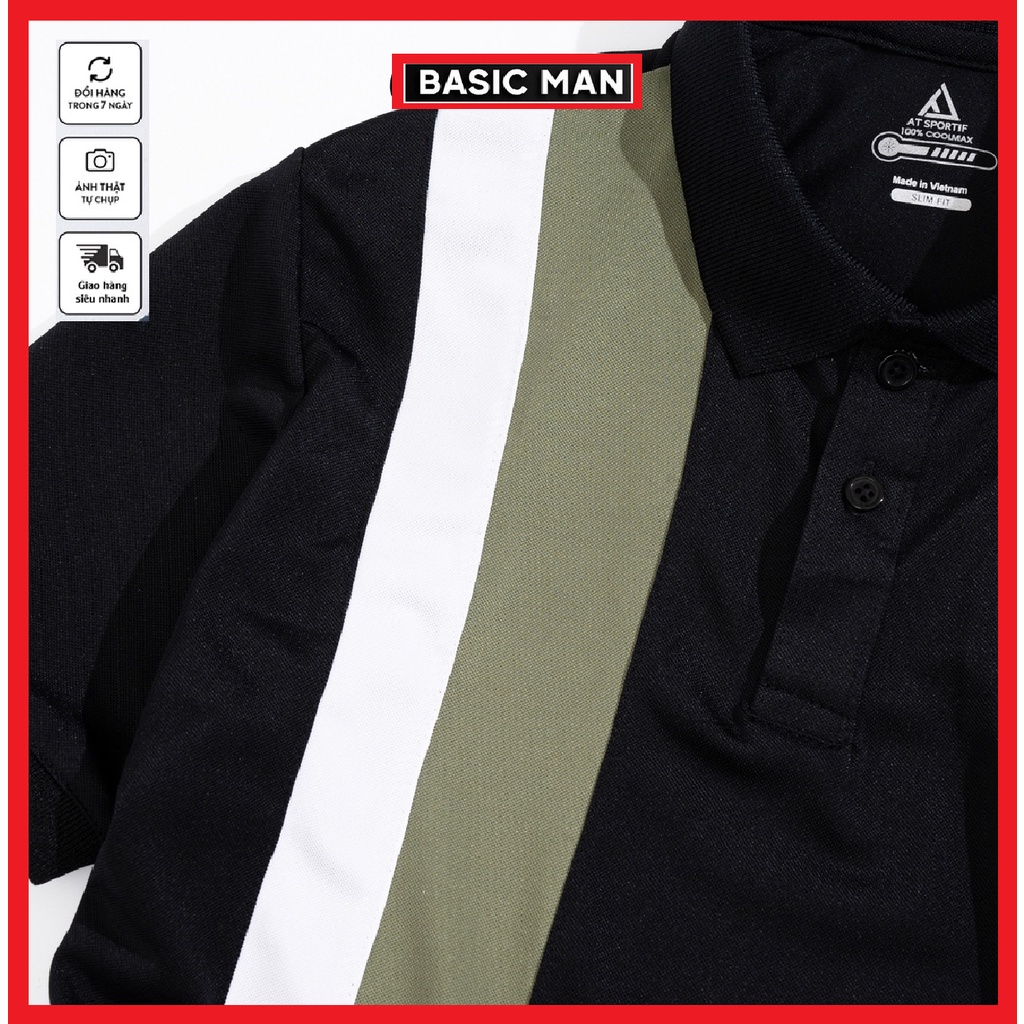 Áo Polo Nam Cổ Bẻ Phối Kẻ Sọc Phong Cách Thời Trang - Polo 06 - BASICMAN