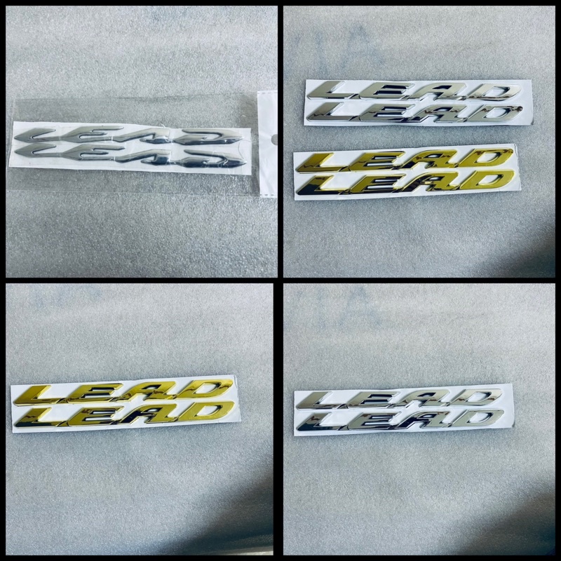 Logo team tem dán xe chữ LEAD sườn nổi 3D trắng vàng