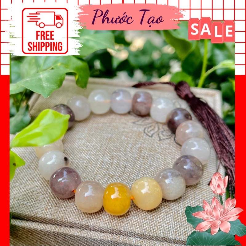 ĐÁ THẠCH ANH - VÒNG TAY CHUỖI HẠT ĐÁ THẠCH ANH - HÀNG LOẠI 1 - ĐEO LÂU SẼ TRỔ BÔNG TRONG HẠT - CAM KẾT ĐÁ THẬT