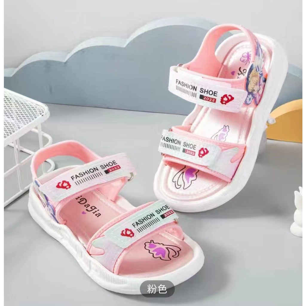 Sandal quai ngang dạ quang phối chữ cho bé gái xinh xắn dễ thương - TT480