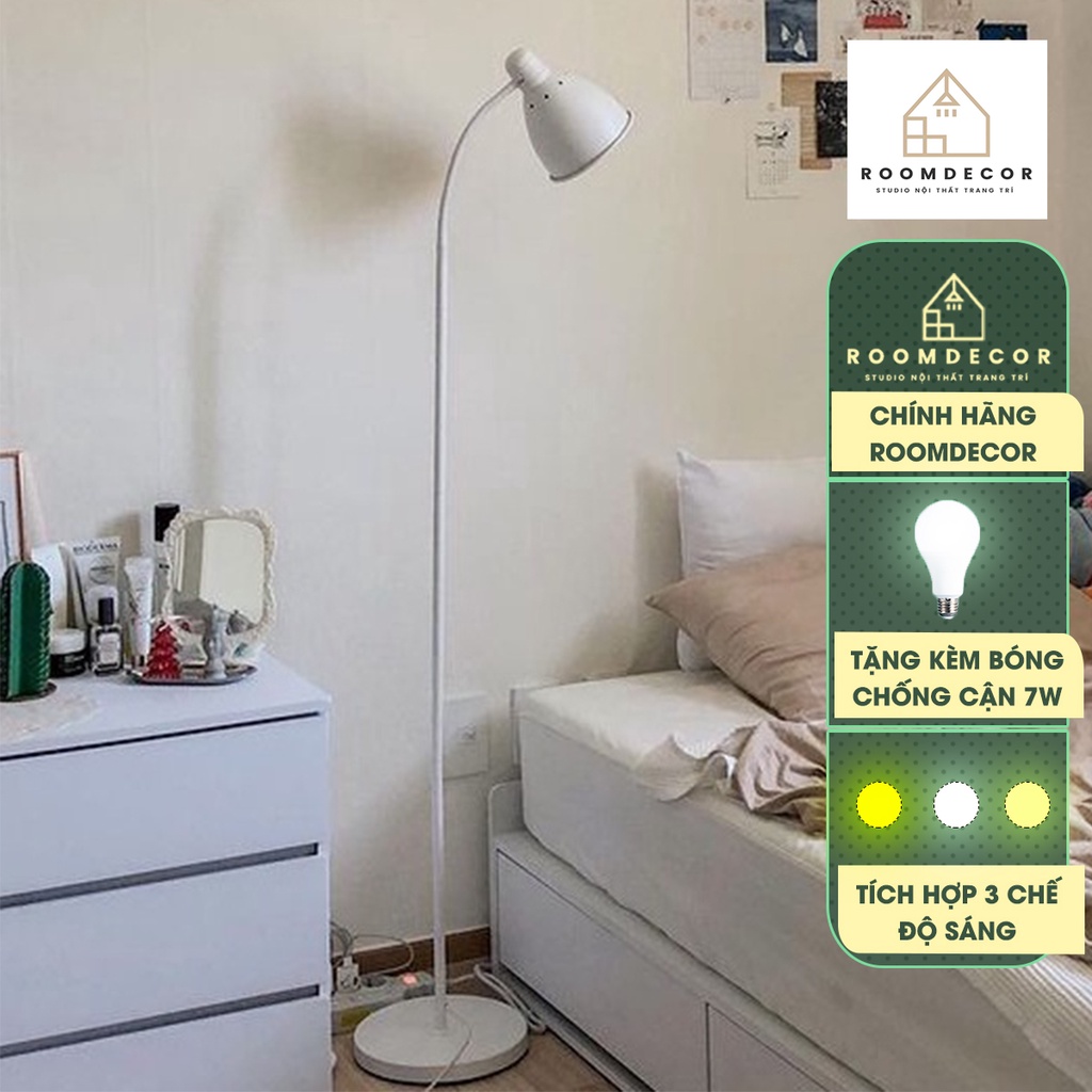 Đèn Cây Đứng Đọc Sách, Làm Việc, Tặng Bóng Tiết Kiệm 7W Tích Hợp 3 Chế Độ Sáng