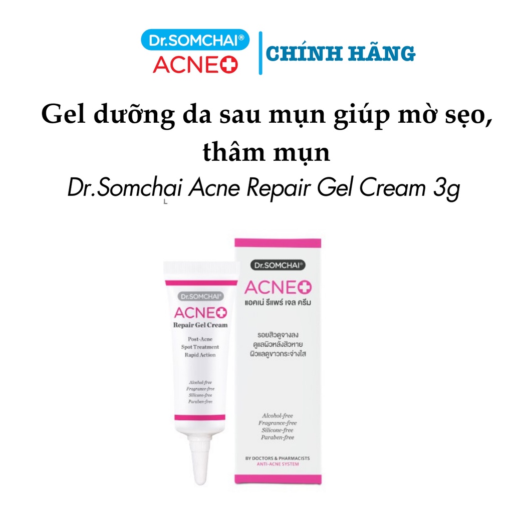 Kem phục hồi da sau mụn DR. SOMCHAI ACNE REPAIR GEL giúp mờ sẹo, vết thâm mụn, ngăn mụn quay trở lại 3g