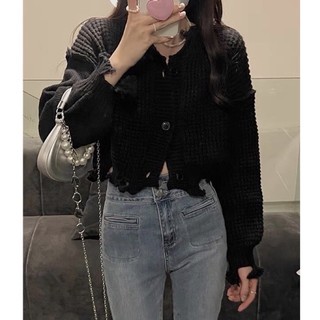 Áo Khoác Len Croptop Minz phối Tay Phồng Cá Tính