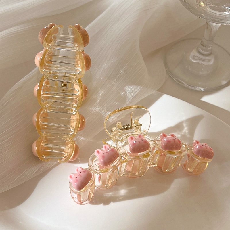 Kẹp Tóc Cuộn Hình Gấu + Thỏ Dễ Thương Phong Cách Hàn Quốc Cho Nữ