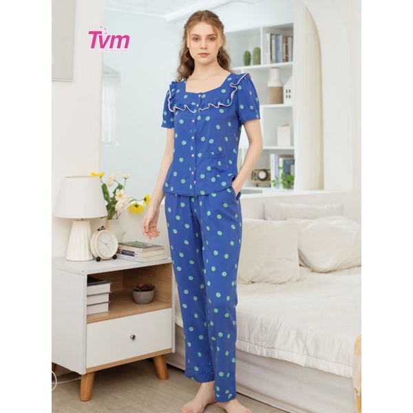 Bộ dài nữ ngắn tay B583 Tvm Luxury Homewear, chất liệu rayon(tole)