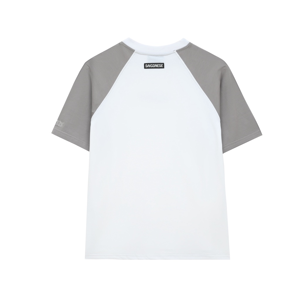 Áo Thun Raglan SAIGONESE Basic Form Rộng Tay Lỡ Unisex / Trắng Tay Xám