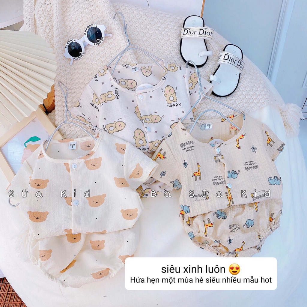 (B234) Bộ Cộc Tay + Quần Chip Cho Bé Trai , Bé Gái chất đũi xốp size cho con từ 6kg - 17kg
