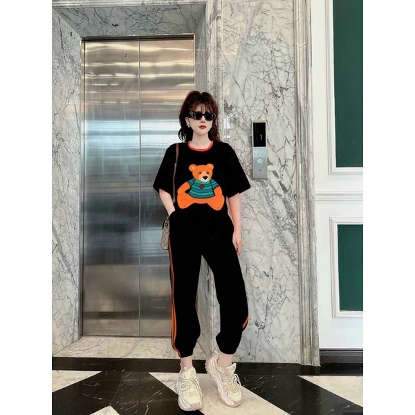 Set bộ thun dài thêu gấu