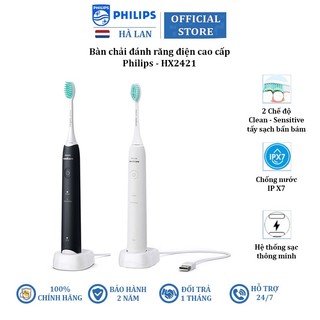 Bàn chải đánh răng điện Philips HX2421 - Công suất: 2W - 2 chế độ làm việc: Clean, Sensitive