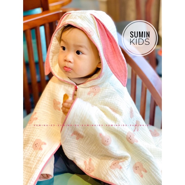 Áo choàng xô muslin cho bé SUMIN , áo khoác chống nắng