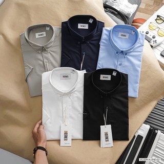 Áo sơ mi ngắn tay trơn vải modal mát mượt 1 chiếc áo sơmi đẹp từ chất xuất sắc về from dáng - SMUN5