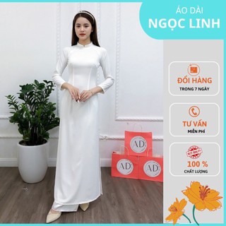 Áo dài trắng truyền thống - áo dài học sinh, sinh viên vải lụa tây thi co giãn-ms006