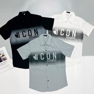  Áo sơ mi đũi nam ngắn tay 3 màu chất vãi dày dặn in chữ ICON 