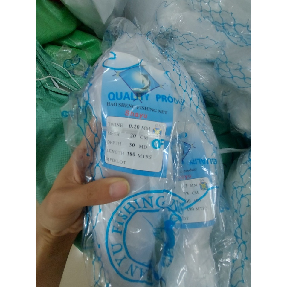 (Cước 0.20 - 20p x 30 mắt) Lưới cá, lưới 1 cá, lưới cá kìm, ruột lưới, lưới thái xanh