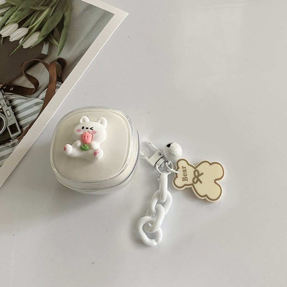 Vỏ Bảo Vệ Hộp Sạc Tai Nghe Bằng Silicon Hình Chú Gấu Dễ Thương Kèm Móc Treo Cho Baseus Bowie WM01 / WM02 WM02 + WM02 + WM02 +
